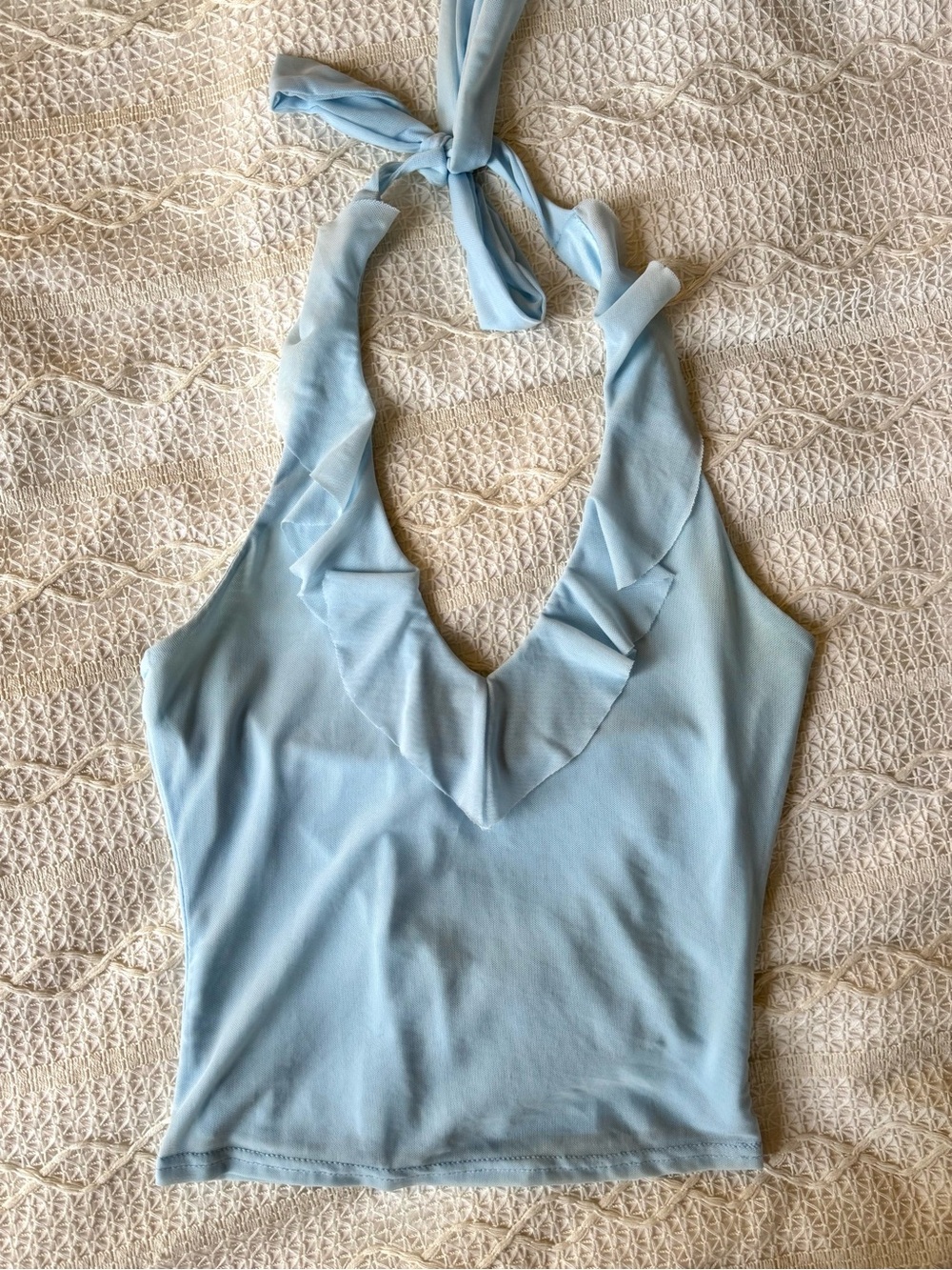Brooklyn Karma Ruffle Halter Light Blue